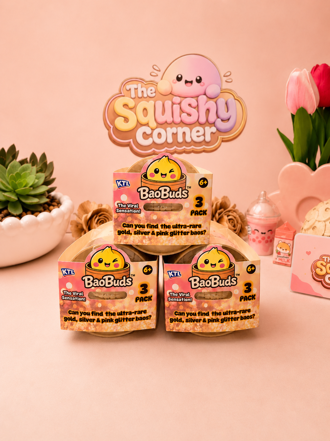 Squishy Mini Stackable Bao Bun Fidget Toys 3 Pack Assortment