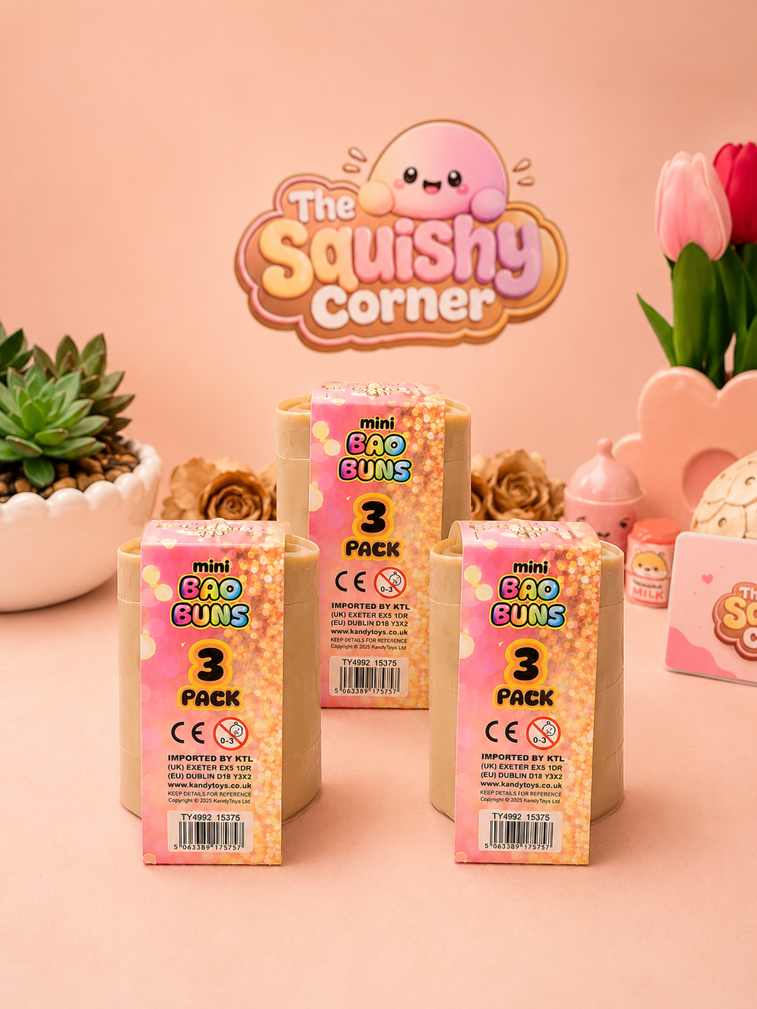 Squishy Mini Stackable Bao Bun Fidget Toys 3 Pack Assortment