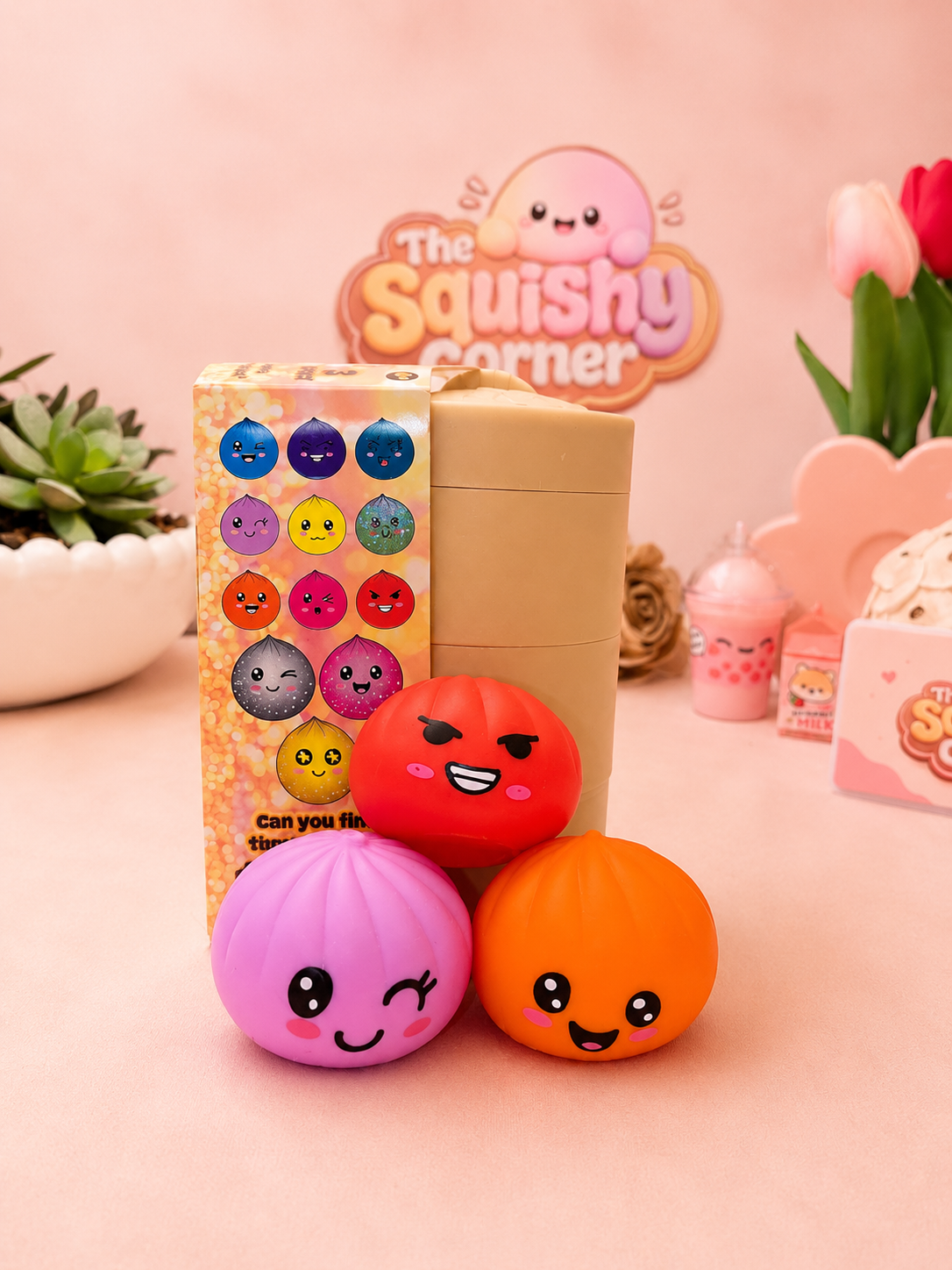 Squishy Mini Stackable Bao Bun Fidget Toys 3 Pack Assortment