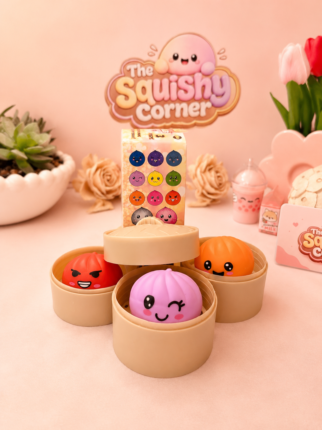 Squishy Mini Stackable Bao Bun Fidget Toys 3 Pack Assortment