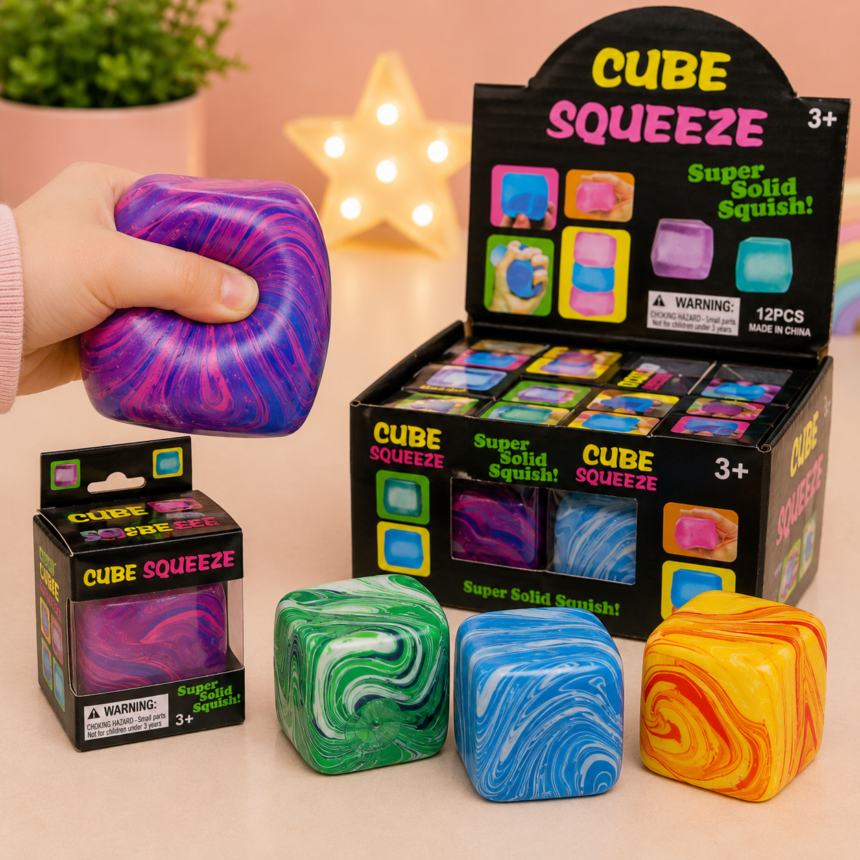 Cube Squeeze - Marbled Cube Putty Filled Squishy