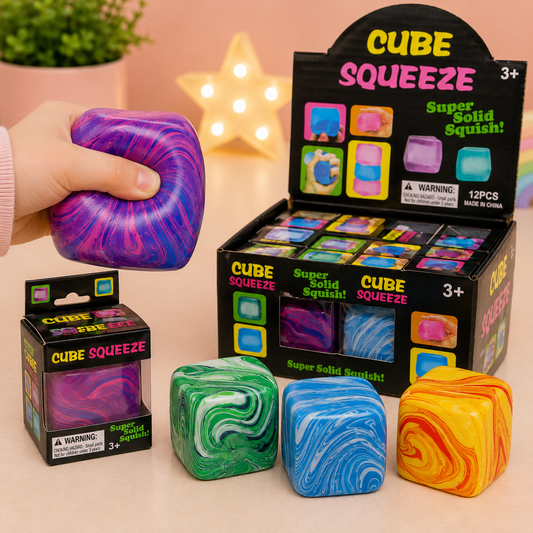 Cube Squeeze - Marbled Cube Putty Filled Squishy