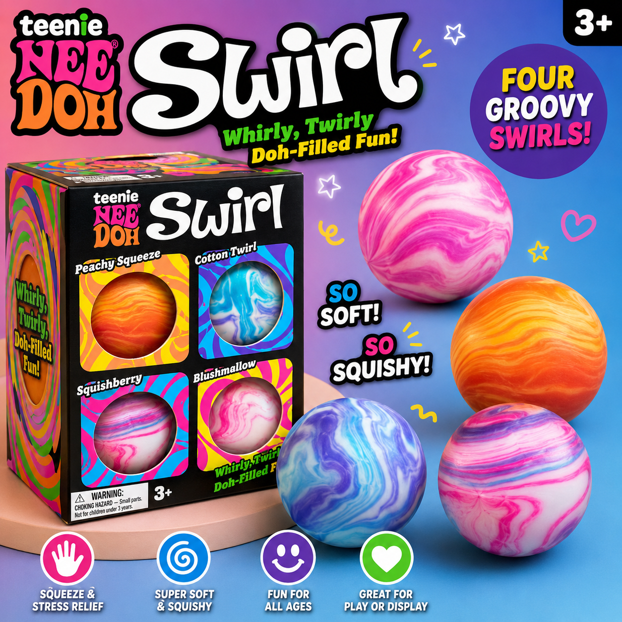 NeeDoh - Teenie Swirl Fidget Toy 4 Pack