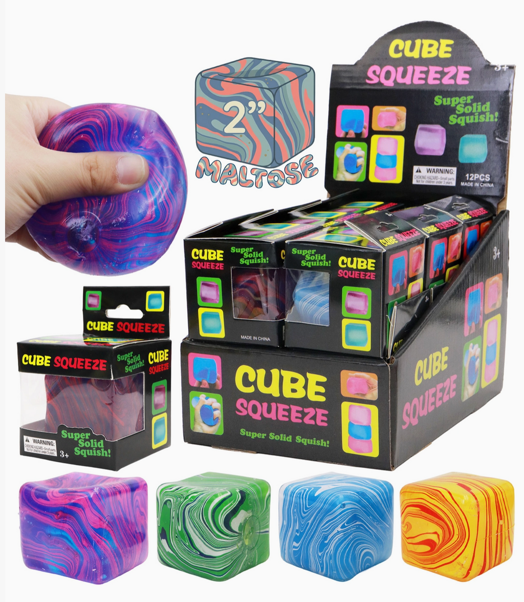 Cube Squeeze - Marbled Cube Putty Filled Squishy